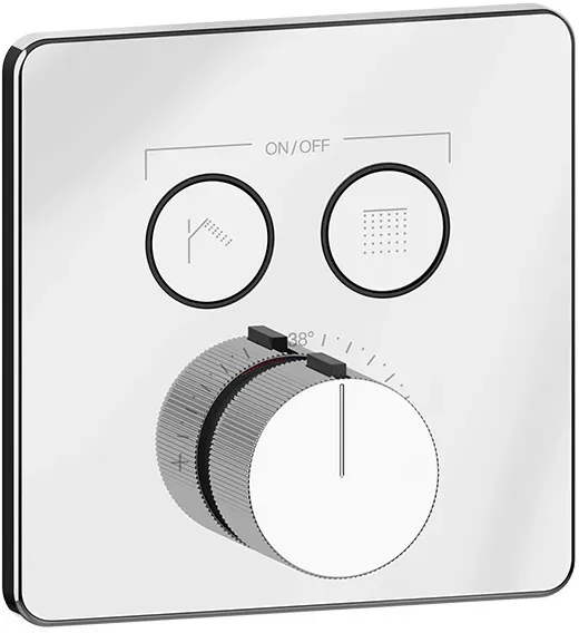 Gessi Hi-Fi Fertigmontageset Thermostat mit Tasten-Bedienung on/off. 2-Wege, 38718031, Farbe: Chrom