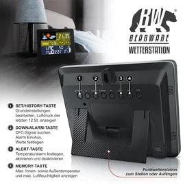Bearware Funkwetterstation mit LCD Farbdisplay inkl. Außensensor & Wettervorhersage-Piktogramm
