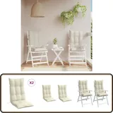 Hochlehner-Auflagen 2 Stk. Creme Oxford-Gewebe - Hochlehner Auflagen - Gartenstuhlkissen - Oxford Stoff - Wasserabweisend - Creme