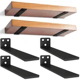 4 stück Regalhalterung Regalträger, Schwerlast Schwimmende Regalhalterungen für Wandanbringung DIY offenes mit Schraube und Ankern, Tragkraft 70 KG ( (Schwarz, 25 cm) 10in
