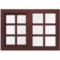 Sprossenfenster aus Kunststoff in Holzoptik, aluplast IDEAL® 4000, Mahagoni außen, Weiß innen, 120x85 cm, glasteilende Sprossen