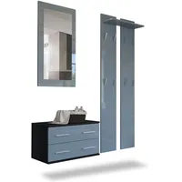Vladon Garderobe, Grau, Holzwerkstoff, 170x200x35 cm, Garderobe, Garderoben-Sets &