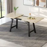 Flieks Ausziehbarer Esstisch mit Metallbeinen, Küchentisch Esszimmertisch Schreibtisch Rechteckig, Tisch 140/180x80x75cm, Naturbelassen - Naturbelassen
