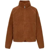DERBE Damen Fleecejacke Kuschelby - Braun Karamell 36 - Teddy | Fleece | Weich | Übergangsjacke - 36