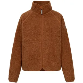 DERBE Damen Fleecejacke Kuschelby - Braun Karamell 36 - Teddy | Fleece | Weich | Übergangsjacke - 36