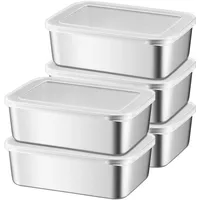 Sporgo 5 Stück Frischhaltedosen mit Deckel: 1100 ML Edelstahl Frischhaltedosen, Wiederverwendbar Gefrierdosen, Vorratsdosen, Aufbewahrungsbox Küche, für Käse, Obst, Salate, Süßigkeiten und Marmeladen