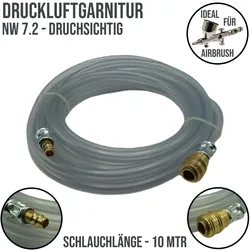13 mm PVC Druckluft Pressluft Luft Kompressor Garnitur Schlauch Airbrush klar - ...