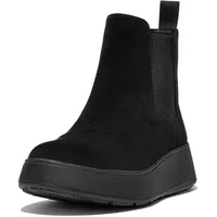 FitFlop F-Mode Wildleder Flatform Chelsea Boots Stiefelette, Schwarz, 43