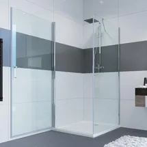 IMPTS Eckdusche mit Falttür links 120 x 90 cm Einscheibensicherheitsglas