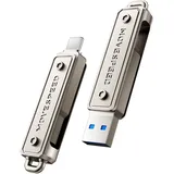 MOVE SPEED 256GB USB Stick – Dual-Laufwerk Typ C + USB 3.2 Stick mit 400 MB/s, Hochgeschwindigkeits Externe SSD Kompatibel mit Thunderbolt 4 für iPhone16 Serie, Android Phone, MacBook/Pro/Air und mehr