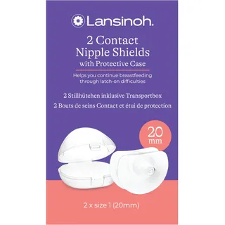 Lansinoh Stillhütchen 20 mm (Größe 1), 2 Stück inkl. Aufbewahrungsbox - angenehmes Tragegefühl - trotz Anlegeschwierigkeiten weiter stillen