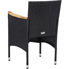 vidaXL 5-tlg. Garten-Essgruppe Poly Rattan und Massivholz Schwarz