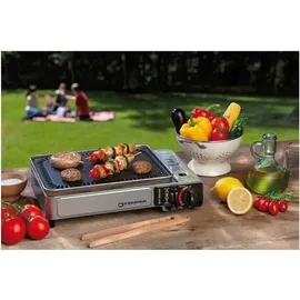 Kemper Plancha im Koffer - tragbarer Gasgrill ohne Gasflasche - Grau