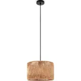 Paco Home Pendelleuchte »Hugo Buena«, Leuchtmittel E27 ohne Leuchtmittel, Wohnzimmer Esszimmer Rattan Optik Boho Lampenschirm Papier