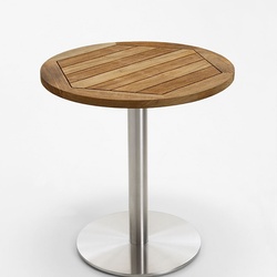 Klapptisch Bistro Edelstahl rund - 95 cm rund Teak recycled