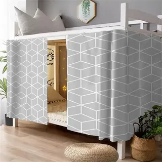 Treer Bettvorhang Hochbett Etagenbett Blackout Vorhänge Muster Staubdicht Betthimmel Hochbett Kinder Bettzelt Schlafsaal Bettvorhänge (Geometrie 3,1,2 m x 2 m (1 Stück))