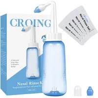 CROING - 40x Salz + 1x Nasendusche (300ml) - Neti pot, Nasendusche Nasenspülung Nasenreinigung Nase Spülen, Sinus Rinse