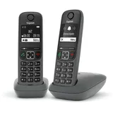 Gigaset A695 Duo – Schnurloses Festnetztelefon, 2 Mobilteile mit großem Display mit Hintergrundbeleuchtung für eine sehr gut lesbare Anzeige, Anrufblockierungsfunktion – Grau