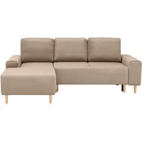 INOSIGN Ecksofa »Samu L-Form«, wahlweise mit Bettfunktion und Bettkasten, beige