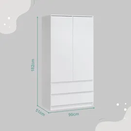 home collective Kleiderschrank 90x51x182 cm Weiß