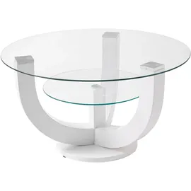 Stolkom Couchtisch DENVER TOPSELLER", (Couchtisch), rund mit Glas Tisch -Gestell weiß weiß