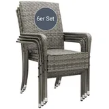 Juskys Yoro Polyrattan Gartenstühle 60 x 56 x 90 cm grau 6er Set