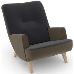 Loungesessel MAX WINZER „build-a-chair Borano“ Sessel Gr. Samtvelours, Füße Buche natur-Füße Buche natur, B/H/T: 70 cm x 75 cm x 96 cm, beige (sahara, anthrazit) Loungesessel im Retrolook, zum Selbstgestalten