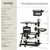 Tectake tectake® Kratzbaum, 141 cm mit Katzenhaus, inklusive Spielkordel und Kippschutz