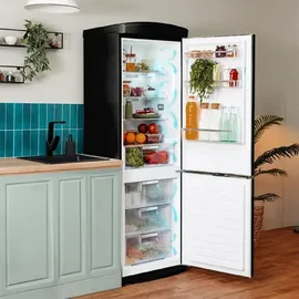 Cecotec Bolero CoolMarket Combi Origin 294+ Retro-Kühl-Gefrierkombination (294 l, 1902 mm hoch, Schwarz)