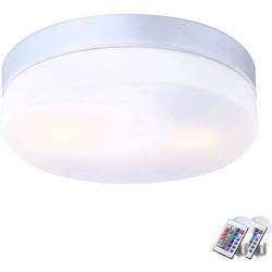 Außen Decken Leuchte Beleuchtung Fernbedienung Lampe Glas opal im Set inklusive RGB LED Leuchtmittel