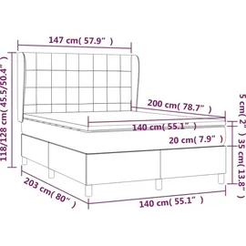 vidaXL Boxspringbett mit Matratze Dunkelgrau 140x200 cm Stoff