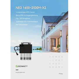 sunpro power Growatt NEO Wechselrichter 2000M-X2 | PV WIFI Wechselrichter für Balkonkraftwerk