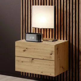Livetastic Nachtschrank, Eiche Artisan, Holzwerkstoff, 2 Schubladen, 42x28x30 cm, hängend, Schlafzimmer, Nachttische