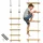 aiyaplay Strickleiter für Kinder Ninja Line Kinder 1,8m Slackline Set mit 2 Karabinern und 2 Baumgurten 5-stufige Kletterleiter Outdoor Spielset Ausrüstung für 3-8 Jahre Naturholz