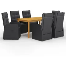 vidaXL Polyrattan Garten-Set 3067813 7-tlg. Tisch 150 x 90 x 74 cm schwarz