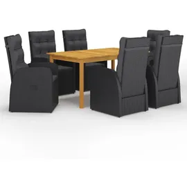 vidaXL Polyrattan Garten-Set 3067813 7-tlg. Tisch 150 x 90 x 74 cm schwarz