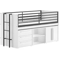Vipack SAM halbhohes Bett mit Schreibtisch, Regal, Kommode 2-trg.,