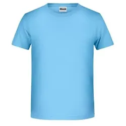 Jungen Basic T-Shirt 8008B, himmel-blau, Größe XXL - blau - XXL