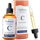 Florence 60ml Bio Hyaluron Serum mit Vitamin C, E. Hochkonzentriert Anti-Falten, Anti-Aging und Dunkle-Flecken. Hyaluronsäure-Gesichtsserum, ideal als Augenkonturcreme. Vegane Naturkosmetik