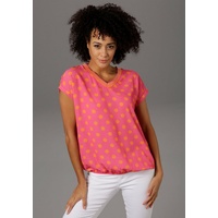 Aniston CASUAL T-Shirt im Material- und Mustermix Gr. 40, pink-orange, , 55931049-40