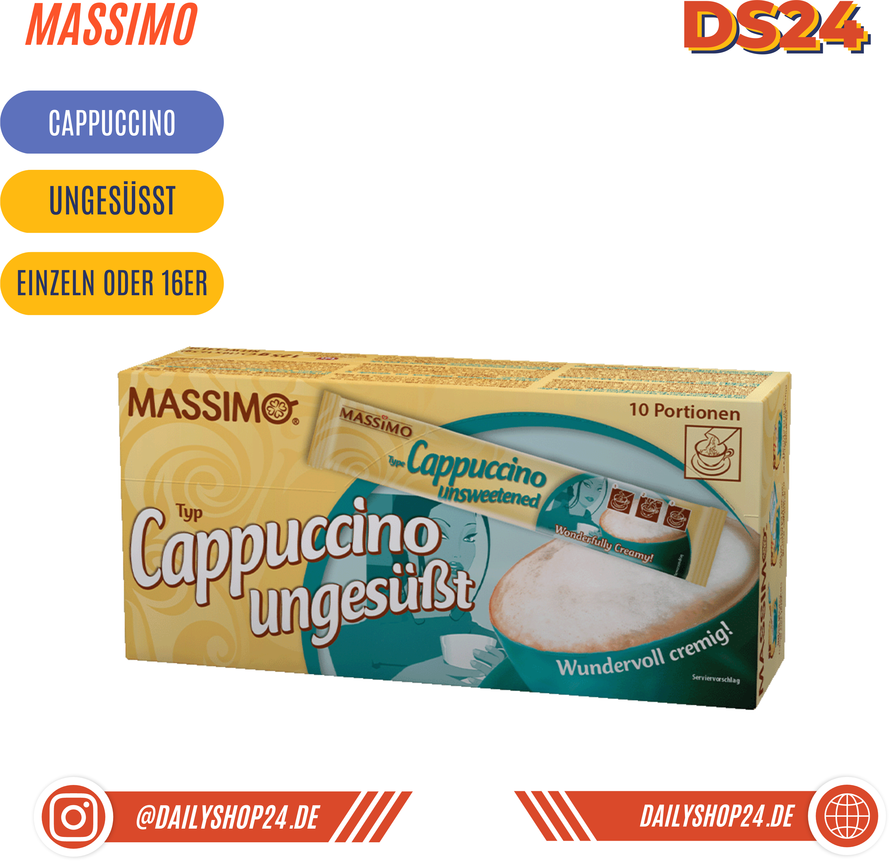 MASSIMO Kaffe Sticks - 1 Stück / Cappuccino Ungesüßt