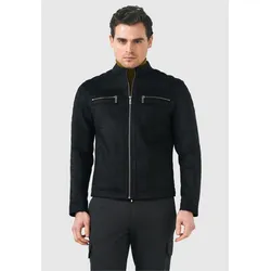 Outdoorjacke PIERRE CARDIN, Herren, Gr. XL, schwarz, 100% Polyurethan, unifarben, casual, normal, Jacken, im angesagten Biker-Stil