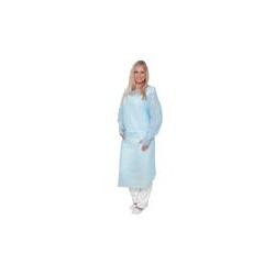 CPE-Infektionsschutzkittel Blau | EN 14126 mit Daumenschlaufen Premium Plus - 25 Stück XXL
