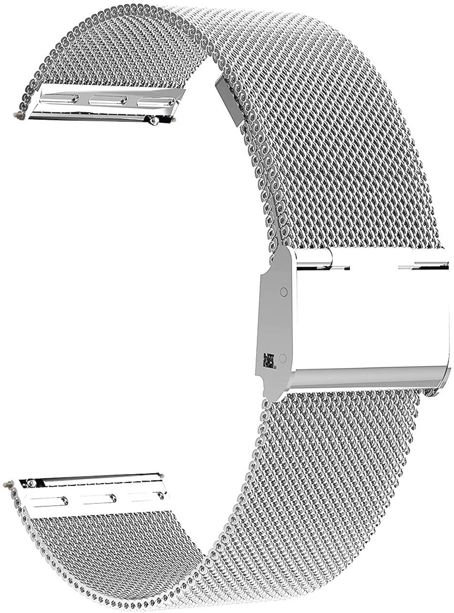 Microwear Uhrenarmband,16mm 18mm 20mm 22mm Ersatz Edelstahl Metallgitterband,Schnellverschluss Uhrenarmband Metallschraube,Smart Watch Armbänder für Männer Frauen (Silver)