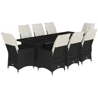 vidaXL Garten-Bistro-Set 9-tlg. Schwarz