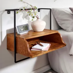 Kadima Design Wandkonsole, Mango-Holz, Industrial-Stil, Boxspringbetten. 44x35x45 cm