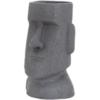 ML-Design Pflanztopf Grau, Harz Moai-Kopf Skulptur, Innen- und Außenstatue,