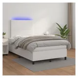 vidaXL Boxspringbett mit Matratze & LED Weiß 180x200 cm Kunstleder