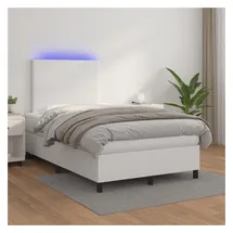 vidaXL Boxspringbett mit Matratze & LED Weiß 180x200 cm Kunstleder
