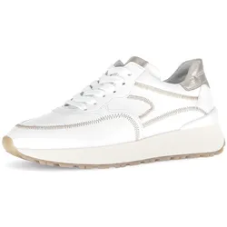 Plateausneaker GABOR, Damen, Gr. 39, gold (weiß, goldfarben), Glattleder, sportlich, Schuhe, Freizeitschuh, Halbschuh, Schnürschuh mit Best Fitting Funktion